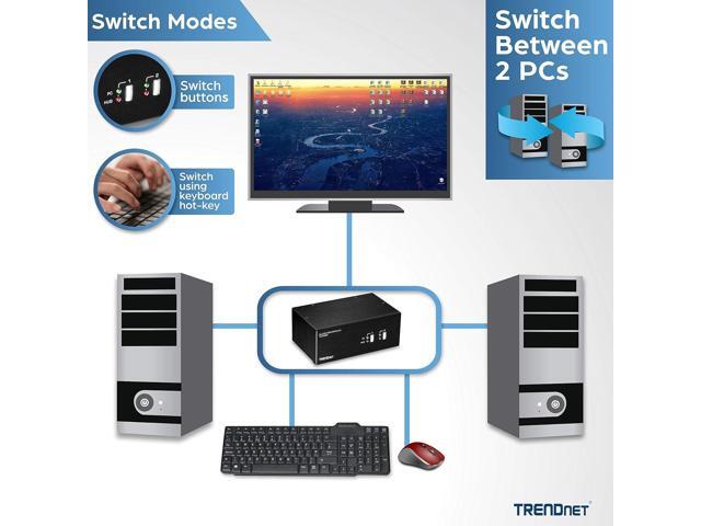 TRENDnet TK-232DV, 2-Port Dual Monitor DVI KVM Switch with Audio, 2-Port USB 2.0 Hub, Digital Resolutions up to 1920 x 1200, Analog Resolutions up...