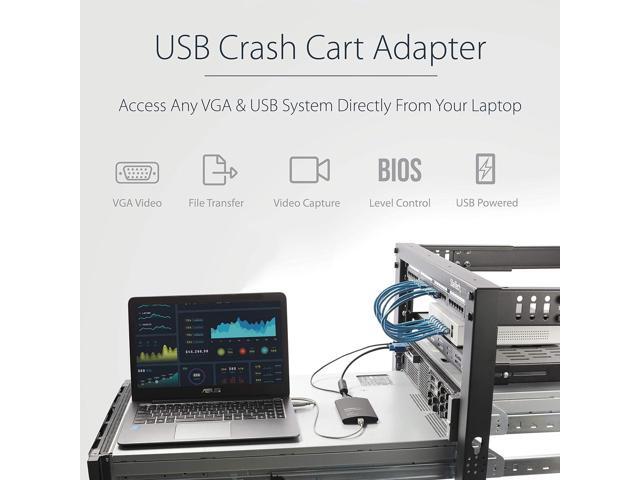 USB Crash Cart Adapter - File Transfer & Video - Portable Server Room Laptop to KVM Console Crash Cart (NOTECONS02), Black