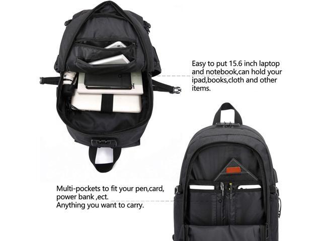 WENIG Anti-Theft Travel Laptop Backpack with USB Charging Port Lock,Water Resistant Slim Work Computer Bag for Men College Bookbags Fits 15.6 Inch...
