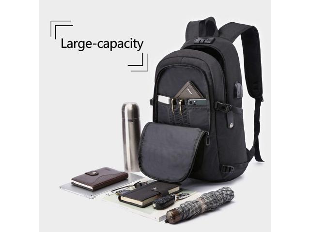 WENIG Anti-Theft Travel Laptop Backpack with USB Charging Port Lock,Water Resistant Slim Work Computer Bag for Men College Bookbags Fits 15.6 Inch...