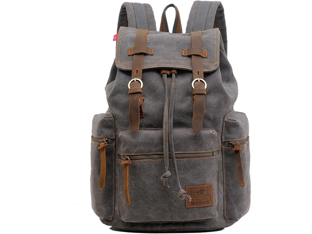 AUGUR High Capacity Canvas Vintage Backpack - for School College Hiking Travel 12-17' Laptop