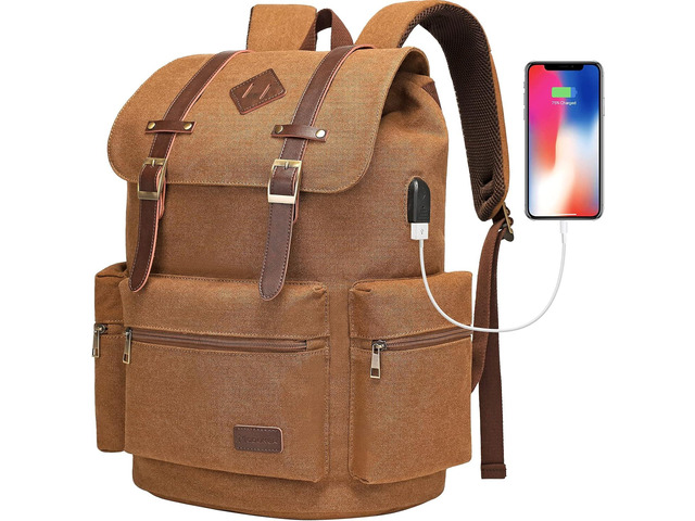 Modoker Mens Canvas Vintage Backpack for Men,Women, Travel Laptop Backpack Fits 17/15.6 Inch Computer & Tablet, Large Bookbag Rucksack Backpack...