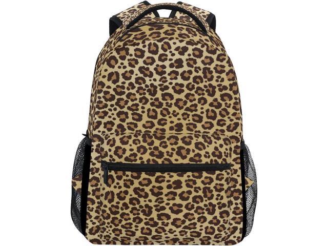 ALAZA Animal Leopard Print Brown Stylish Backpack Purse for Women Girls Kids School Personalized Laptop iPad Tablet Travel School Bag with Multiple...