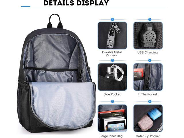 School Backpack for Teen Boys, Skateboard Anime Luminous Backpack with USB Charging Port, Anti Theft Lock and Pencil Case, College School Bookbag...