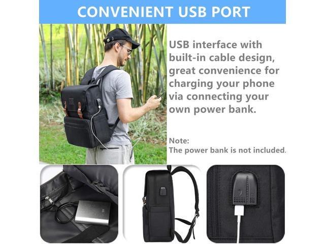 HFSX Laptop Backpack Men Women Vintage Backpack Bookbag College Backpacks Stylish Backpack Black Fits 15.6 Inch Laptop
