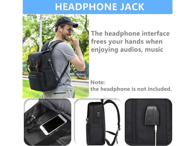 HFSX Laptop Backpack Men Women Vintage Backpack Bookbag College Backpacks Stylish Backpack Black Fits 15.6 Inch Laptop