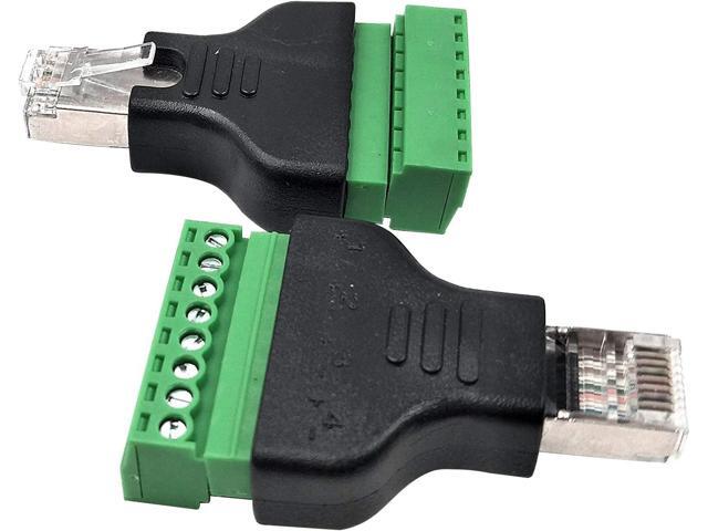 Poyiccot RJ45 Screw Terminal Adapter/Network RJ45 Ethernet Adapter, RJ45 Breakout Board / 8p8c Male to 8 Pin AV Terminal Screw Adapter Converter...