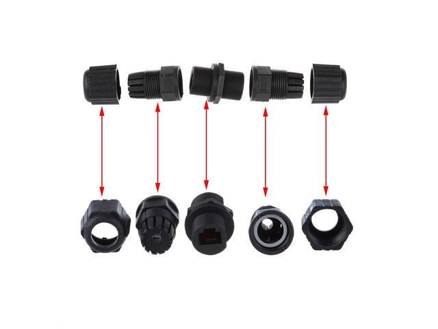 5PCS M20 RJ45 Waterproof Cat5/5e 8P8C Connector IP67 Ethernet LAN Cable Connector Double Head Outdoor LAN Coupler Adapter Female to Female