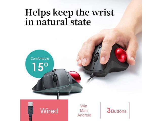 SANWA Wired Ergonomic Trackball Mouse, Optical Vertical Rollerball Mice, Silent Buttons, 34mm Trackball, 600/800/1200/1600 Adjustable DPI,...