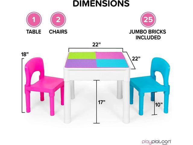 Play Platoon Kids Table and Chairs Set, Toddler 5 in 1 Pastel Activity Table - Sensory, Water, Art, Picnic, Blocks with Storage for Girls Ages 2 to...