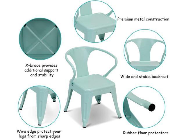 Costzon Set of 2 Kids Steel Chair w/Backrest Industrial Activity Chair, Stackable for Indoor/Outdoor Use, Preschool, Bedroom, Playroom, Steel Chair...
