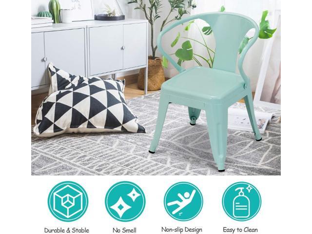 Costzon Set of 2 Kids Steel Chair w/Backrest Industrial Activity Chair, Stackable for Indoor/Outdoor Use, Preschool, Bedroom, Playroom, Steel Chair...