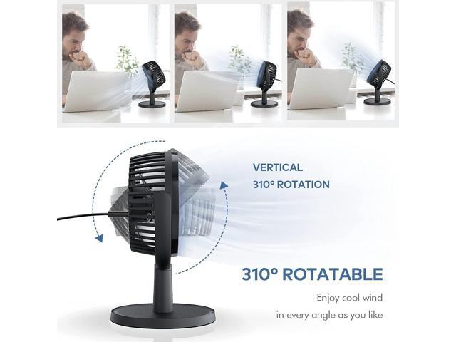 Mini Desk Fan, USB Powered Desktop Fan with 4 Speeds, Small but Powerful Strong Airflow Work Quiet, 310° Adjustment, Portable Personal Air...