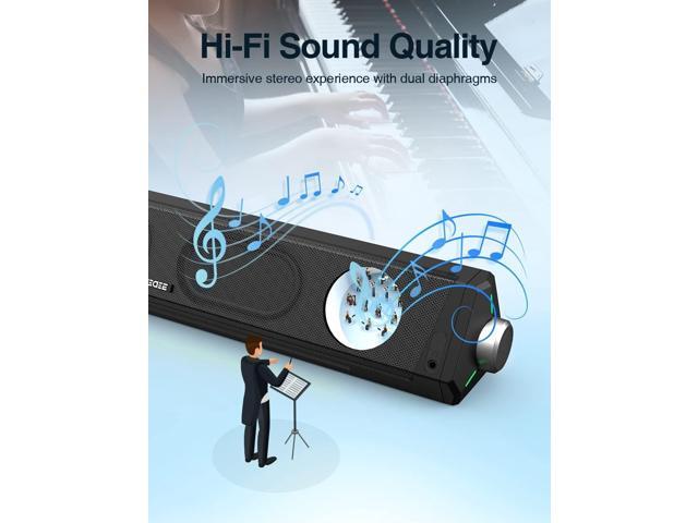 Computer Speakers, Bluetooth Computer Soundbar, HiFi Stereo, 3.5mm Aux-in Connection, USB Powered Computer Speakers for Desktop Monitor, PC,...