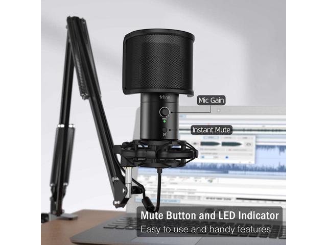 FIFINE USB Gaming Streaming Microphone Kit for PC Computer, Condenser Mic Set with Arm Stand Mute Button & Gain, Mic Studio Bundle for Podcast...