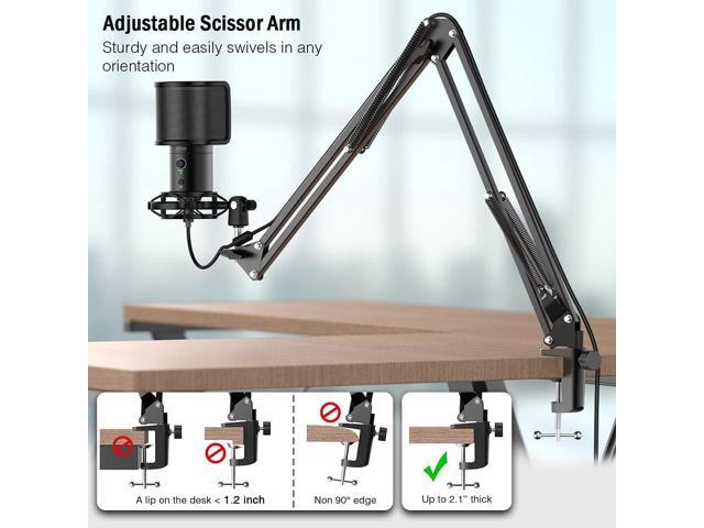 FIFINE USB Gaming Streaming Microphone Kit for PC Computer, Condenser Mic Set with Arm Stand Mute Button & Gain, Mic Studio Bundle for Podcast...