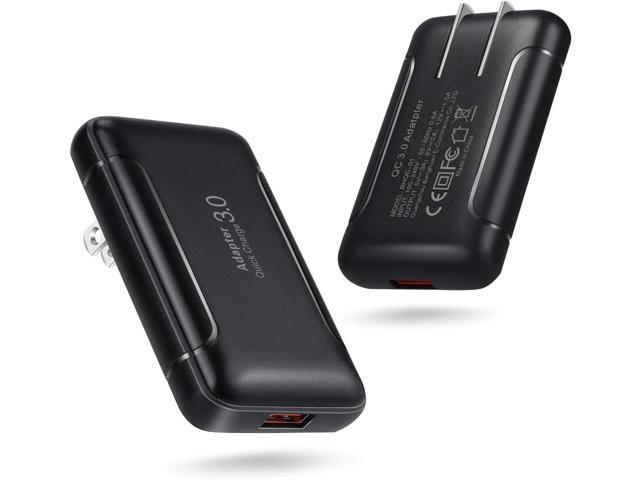 Eversame Ultra Slim Flat Portable USB Wall Charger Plug, 2 Pack Black