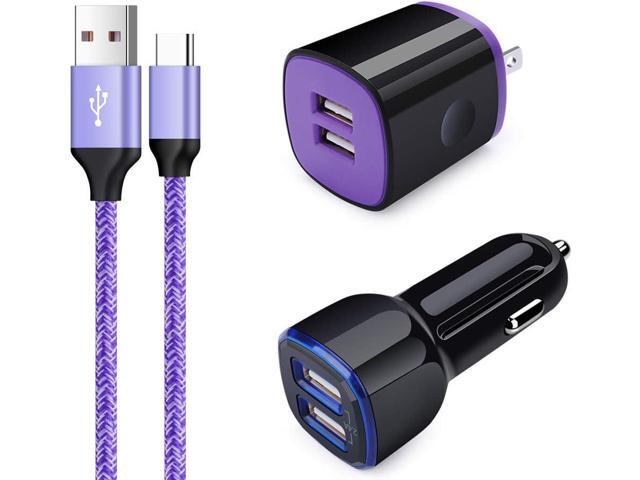 Dual USB Car Charger Adapter, Wall Charger Type C Cable Fast Charging Compatible for Samsung Galaxy A56 A36 A26 A16 A06 A05S S25 Ultra S25+ S24FE...