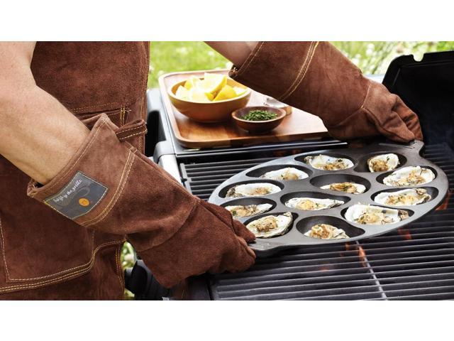 Outset 76225 Cast Iron Oyster Grill Pan, 12 Cavities, Black