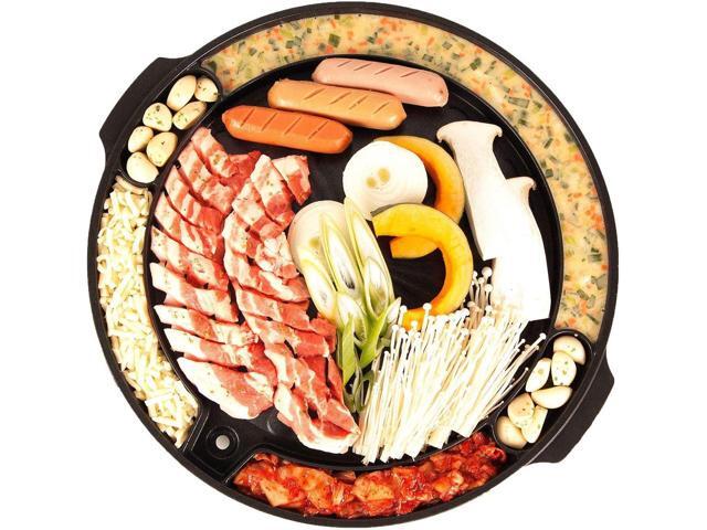 Master Grill Pan, Korean Traditional BBQ Grill Pan - Stovetop Nonstick Indoor/Outdoor Smokeless BBQ Cast Aluminum Grill Pan
