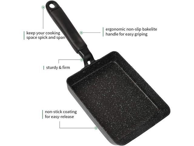 MyLifeUNIT Tamagoyaki Pan, Japanese Omelette Pan Nonstick with Silicone Spatula, Square Egg Pan 7 x 5 inches, Black