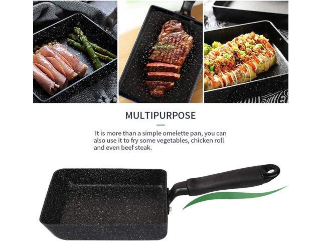 MyLifeUNIT Tamagoyaki Pan, Japanese Omelette Pan Nonstick with Silicone Spatula, Square Egg Pan 7 x 5 inches, Black