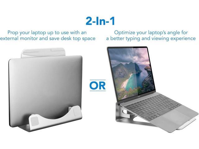 Mount-It! Vertical Laptop Stand - Aluminum 2 in 1 Riser for Desk MacBook Air and Pro Holder