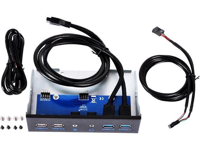 UCEC 5.25 Inch Front Panel USB Hub with 2-Port USB 3.0 & 2-Port USB 2.0 & HD Audio Output Port & Microphone Input Port for Desktop [ 20 Pin...