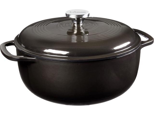 Lodge 6 Quart Enameled Cast Iron Dutch Oven with Lid Dual Handles Oven Safe up to 500° F or on Stovetop - Use to Marinate, Cook, Bake,.