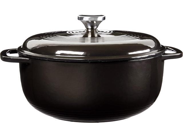 Lodge 6 Quart Enameled Cast Iron Dutch Oven with Lid Dual Handles Oven Safe up to 500° F or on Stovetop - Use to Marinate, Cook, Bake,...