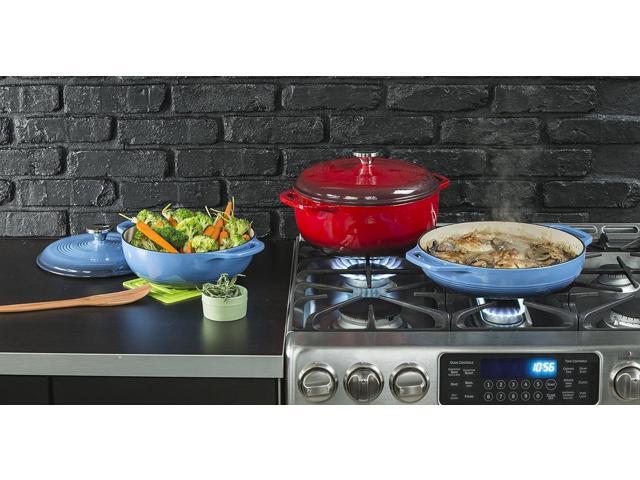 Lodge 7.5 Quart Enameled Cast Iron Dutch Oven with Lid Dual Handles Oven Safe up to 500° F or on Stovetop - Use to Marinate, Cook, Bake,...