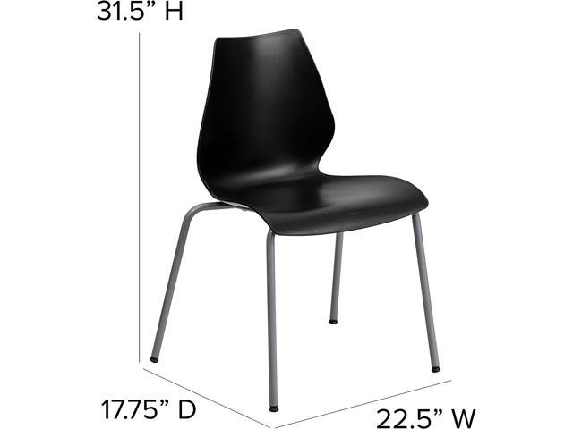 Flash Furniture HERCULES Series 770 lb. Capacity Black Stack Chair with Lumbar Support and Silver Frame