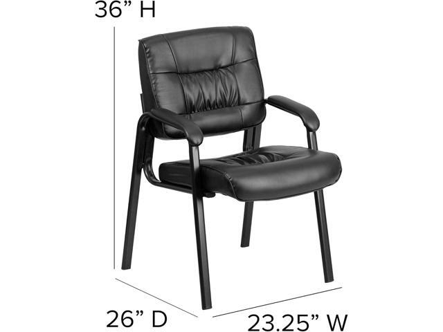 Flash Furniture Haeger Black LeatherSoft Executive Side Reception Chair with Titanium Gray Powder Coated Frame