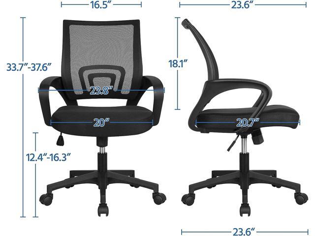 Yaheetech Office Chair Mid Back Swivel Lumbar Support Desk Chair, Height Adjustable Computer Ergonomic Mesh Chair with Armrest Black, 2-Pack