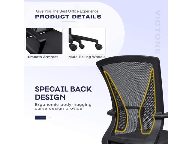 VICTONE Home Office Desk Chair Task Mid Back Mesh Office Chair Ergonomic Swivel Lumbar Support Desk Computer Chair (Black)