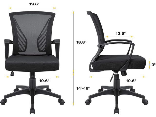 VICTONE Home Office Desk Chair Task Mid Back Mesh Office Chair Ergonomic Swivel Lumbar Support Desk Computer Chair (Black)