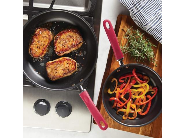 Rachael Ray Create Delicious Deep Hard Anodized Nonstick Frying Pan Set / Skillet Set - 9.5 Inch and 11.75 Inch, Gray
