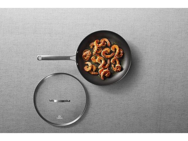 Calphalon Nonstick Frying Pan with Lid and Stay-Cool Handles, Dishwasher Safe, 12-Inch, Grey