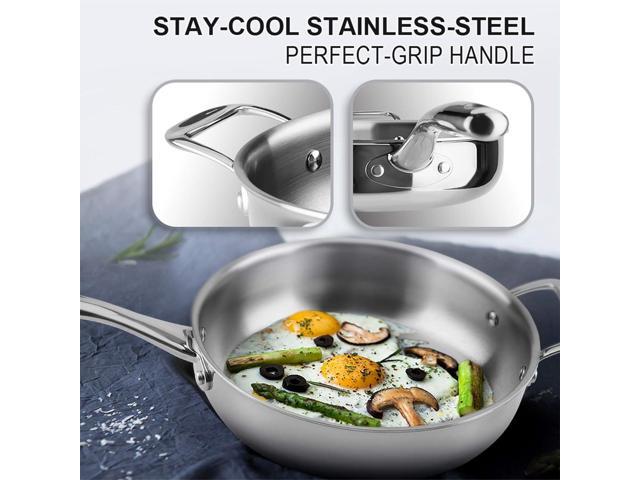 Duxtop Whole-Clad Tri-Ply Stainless Steel Saute Pan with Lid, 3 Quart, Kitchen Induction Cookware