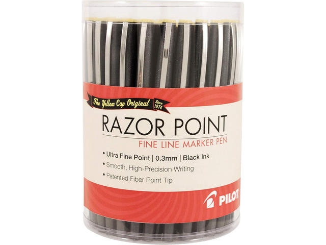 Pilot Razor Point Fine Line Marker Stick Pens, Ultra-Fine Point (0.3mm), Marker Pens, Black Ink, 1 Count (Pack of 36)