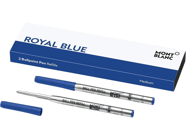 Montblanc Ballpoint Pen Refills (M) Royal Blue 124493 Refill Cartridges with a Medium Tip for Montblanc Ball Pens 2 x Blue Ballpoint Refills