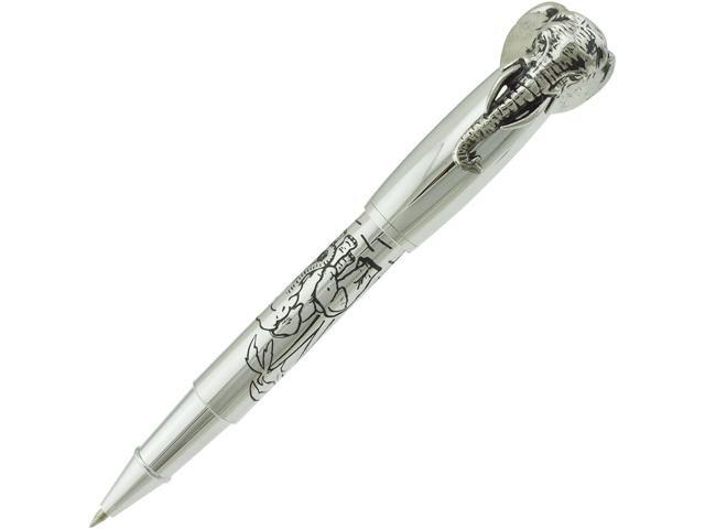erofa Fuliwen Rollerball Pen, Silver Stainless Steel Body Elephant Pattern Gift Pen