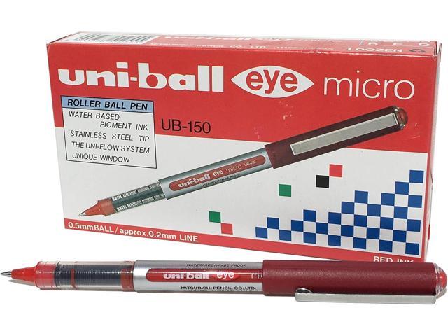 uni-ball UB-150 Eye Micro Rollerball Pens, Red Uni Super Ink,.5mm Nib, Box of 12