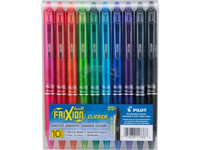 PILOT FriXion Clicker Erasable, Refillable & Retractable Gel Ink Pens, Fine Point, Assorted Color Inks, 10-Pack Pouch (11336)