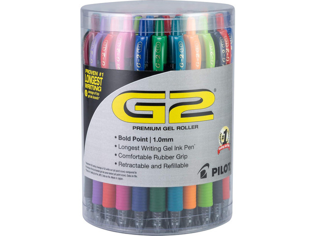 Pilot G2 Premium Retractable Gel-Ink Rolling Ball Pens, Bold Point (1.0mm), 1.0 Gel Pens, Assorted, Tub of 36 - Ideal for School, Journaling, &...