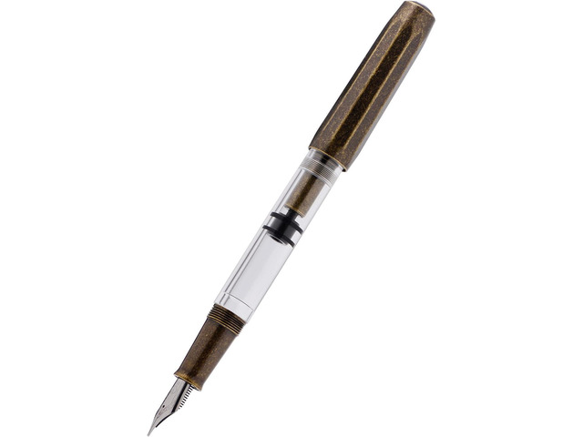 Majohn T1 Piston Fountain Pen Fine, Vintage Brass Transparent Acrylic Large Ink Capacity Writing Gift Box