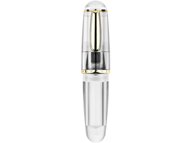MAJOHN Q1 Mini Eyedropper Filling Fountain Pen, Iridium Nib Pocket Pen with Gift Box, Palm Short Writing Set for Travel (Transparent, Fine Nib 0.5mm)