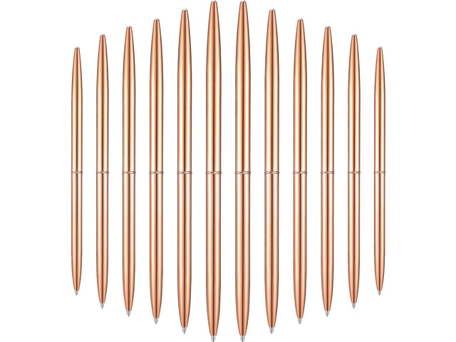 Outus 30 Pcs Rose Gold Ballpoint Pens Slim Metallic Retractable Lightweight Pens Set 1mm Medium Point Pens for Wedding Guest Book Gift Business...