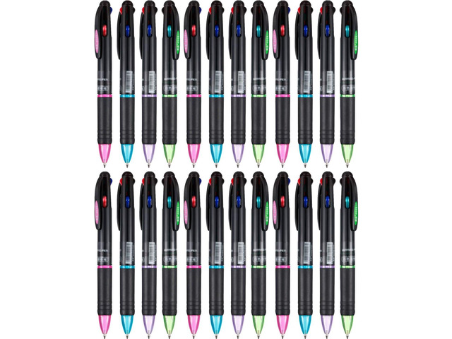 JOVITEC 24 Pack 4 Color Pens in One Bulk 0.7mm Multicolor Ballpoint 4-in-1 Pens Multi Colored Ink Retractable Ball Point Pen Gifts for Employee...