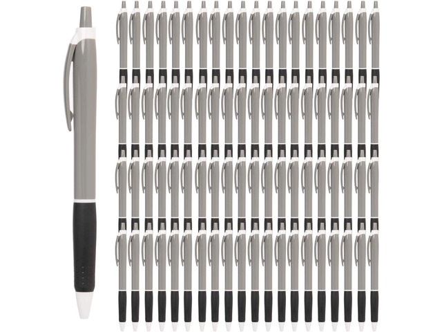 Simply Genius Retractable Ballpoint Pens - 100-Pack, Black Ink, Gray & Black, 1.0mm Medium Point - Bulk Pens for Office & School Supplies - Smooth...
